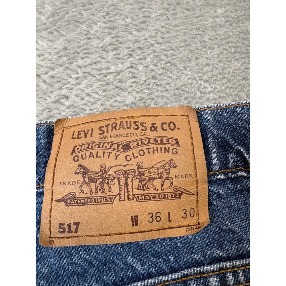Vintage 90s Levis 517 Orange Tab Bootcut Jeans Made USA Men W36 L30 - Picture 6 of 10
